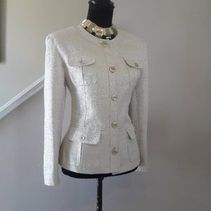 Jones New York/ Creme/Peplum Style/ Tweed Blazer